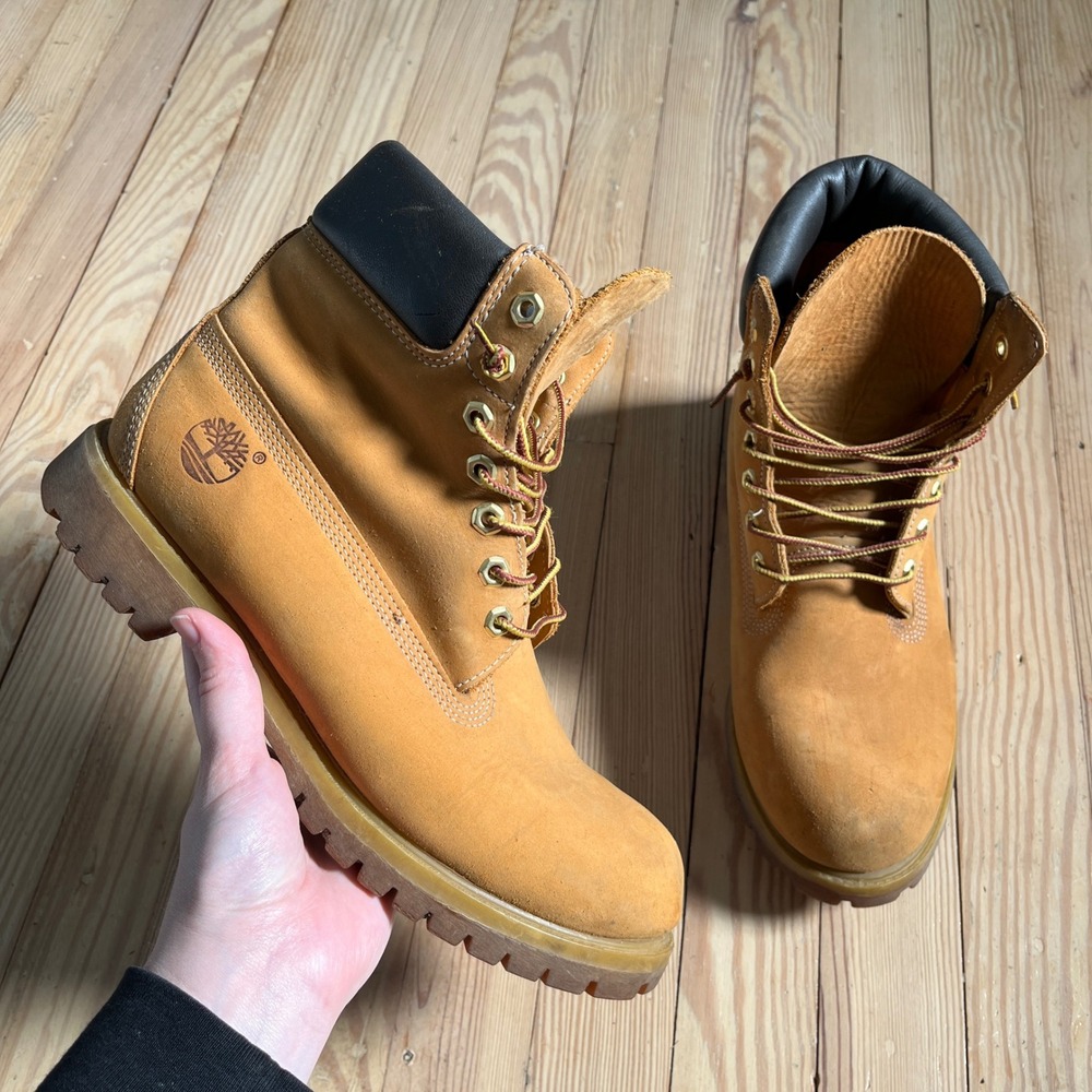 Timberland 6 Inch Premium Waterproof Boots Mens 9.5 Wheat Nubuck 10061 Leather